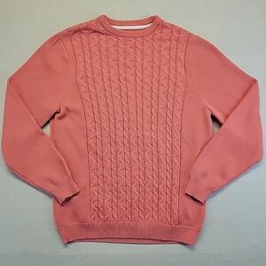 Southern Proper SO PRO Sweater Women's Large Coral Cable Knit Cotton Blend